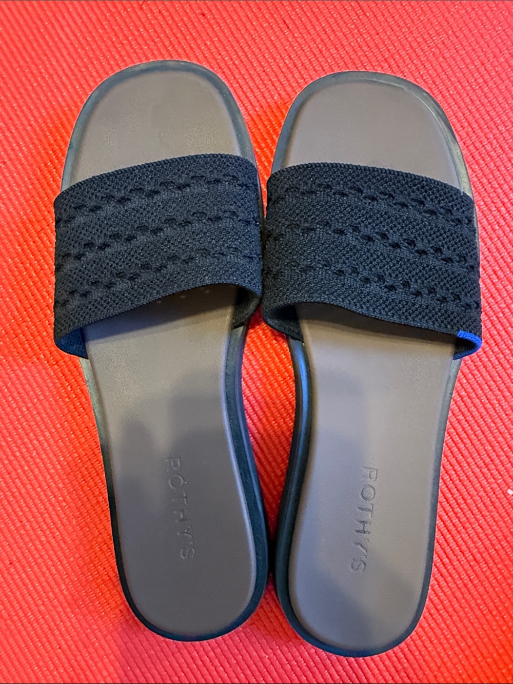 Rothy's Black Knit Slide Sandals